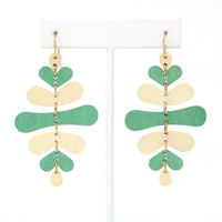 Wooden Leaf Dangle Earrings