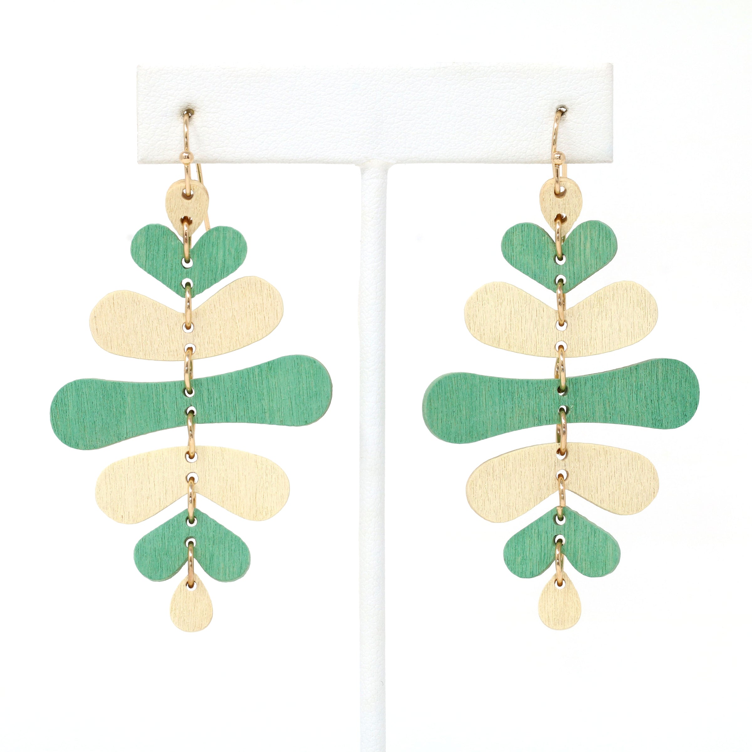 Wooden Leaf Dangle Earrings