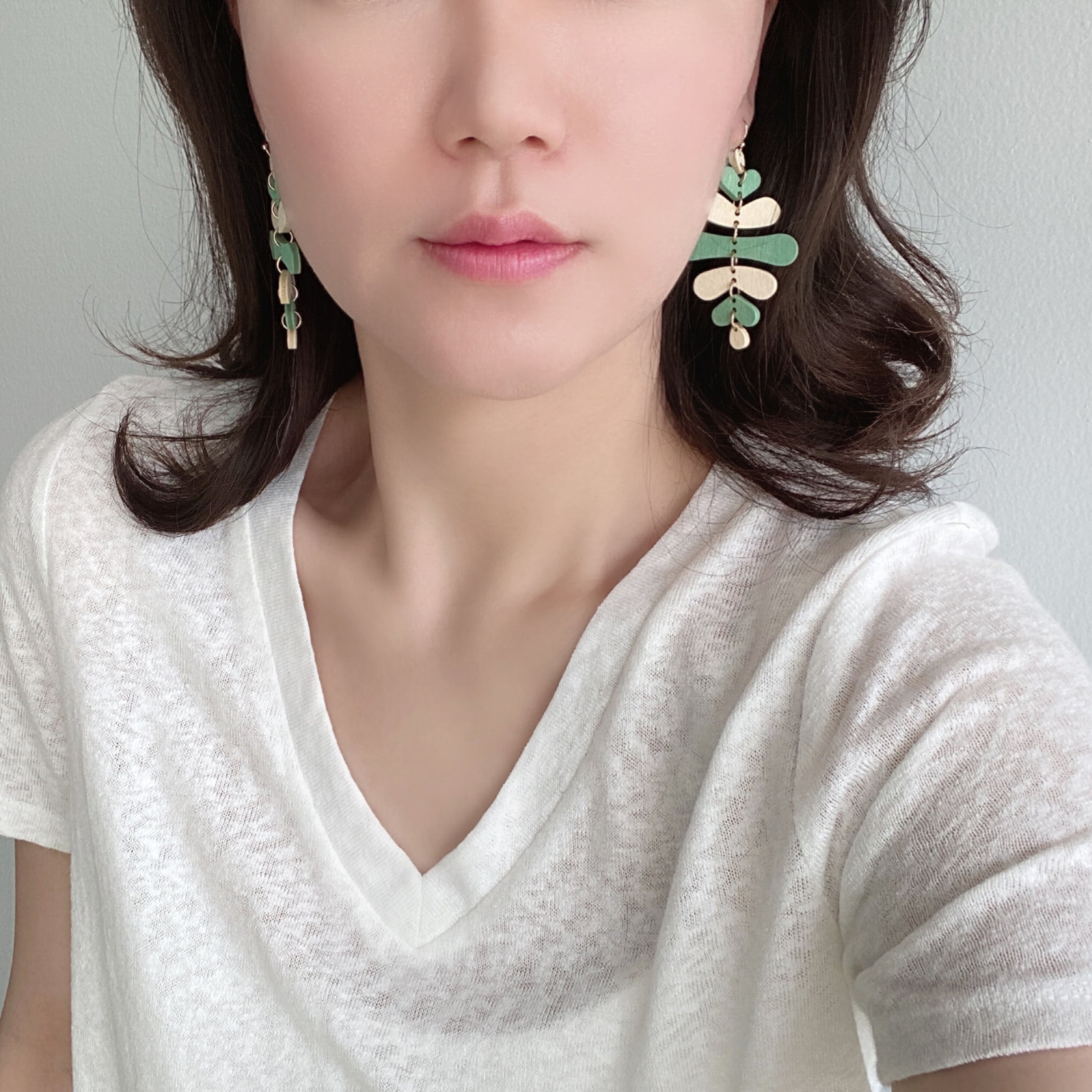 Wooden Leaf Dangle Earrings