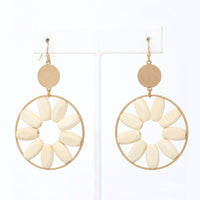 Wooden Floral Dangle Earrings