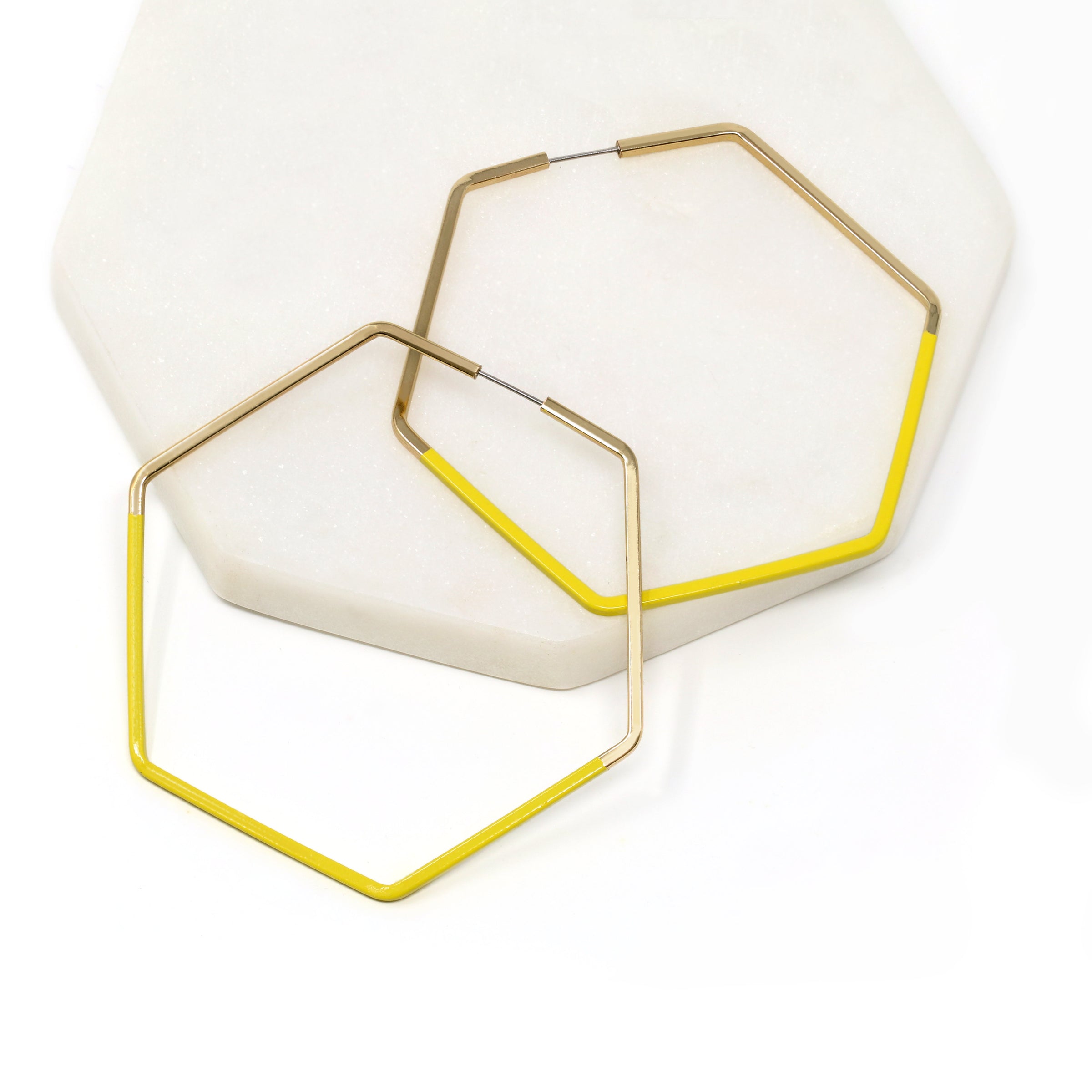 Colored Hexagon Hoop Earrings