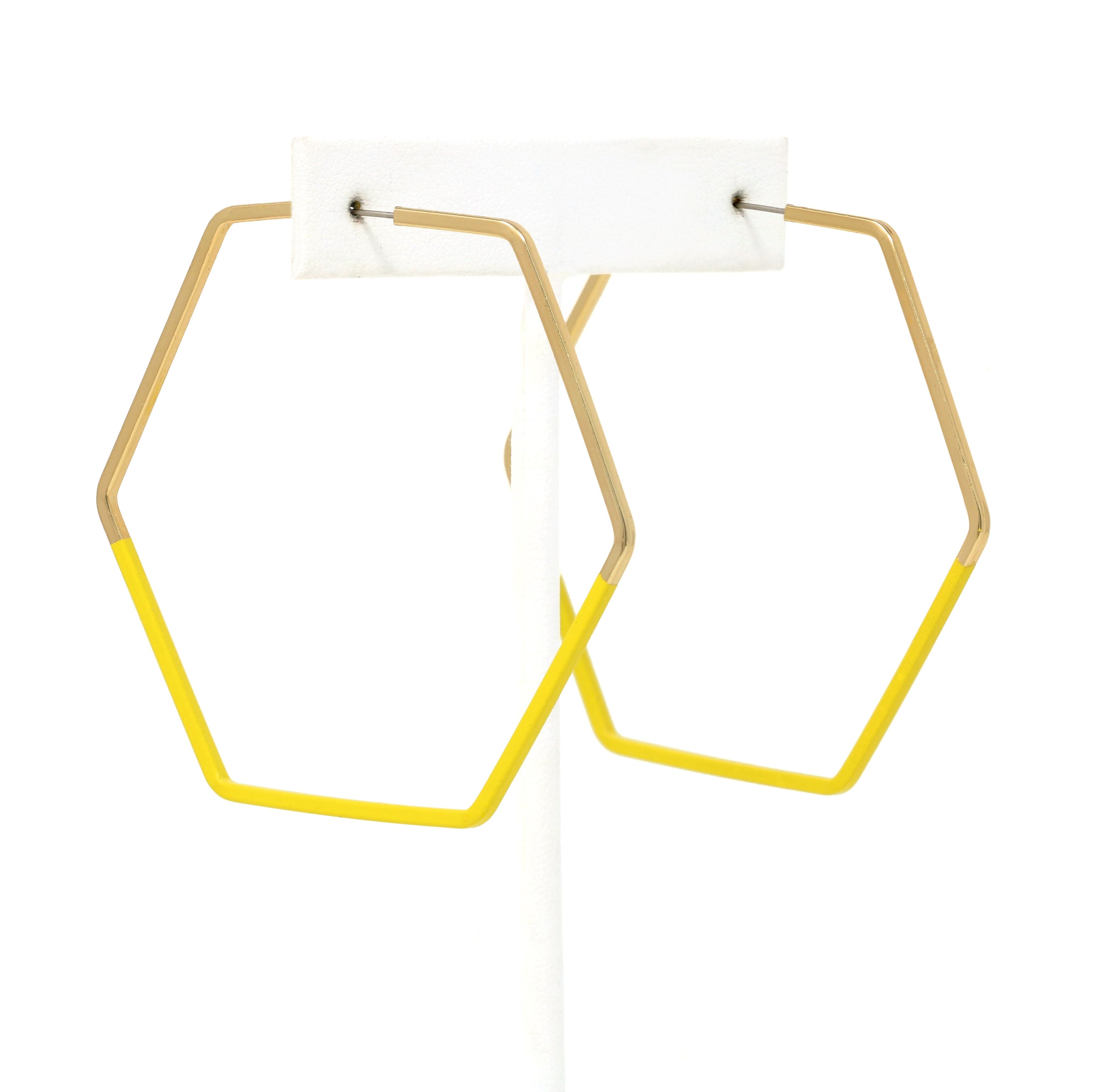 Colored Hexagon Hoop Earrings