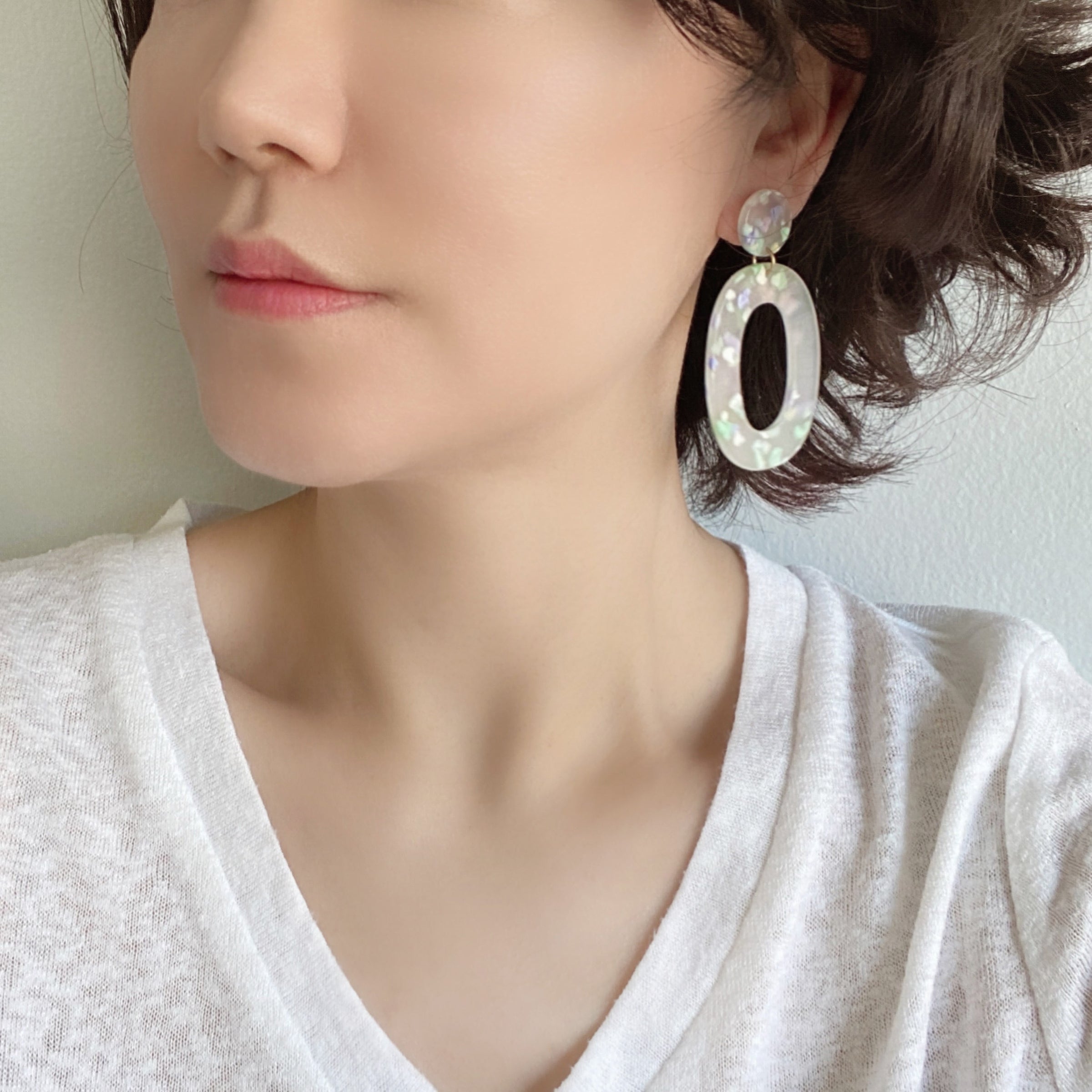 Oval Resin Statement Earring