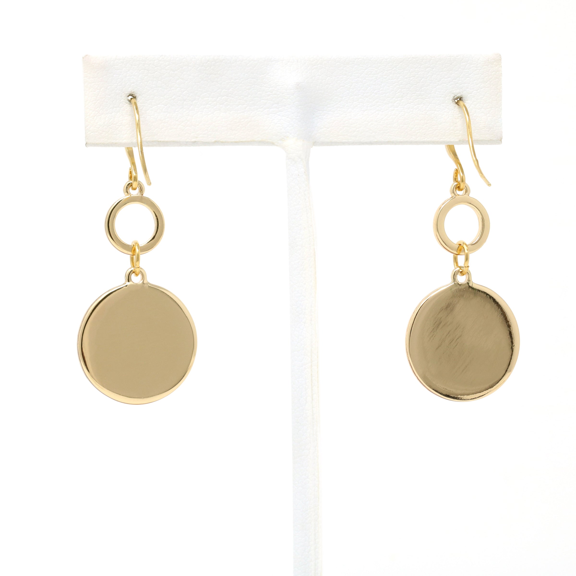 Modern Circle Abalone Drop Earrings