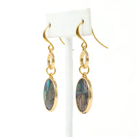 Modern Circle Abalone Drop Earrings