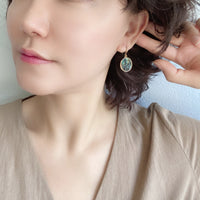 Modern Circle Abalone Drop Earrings
