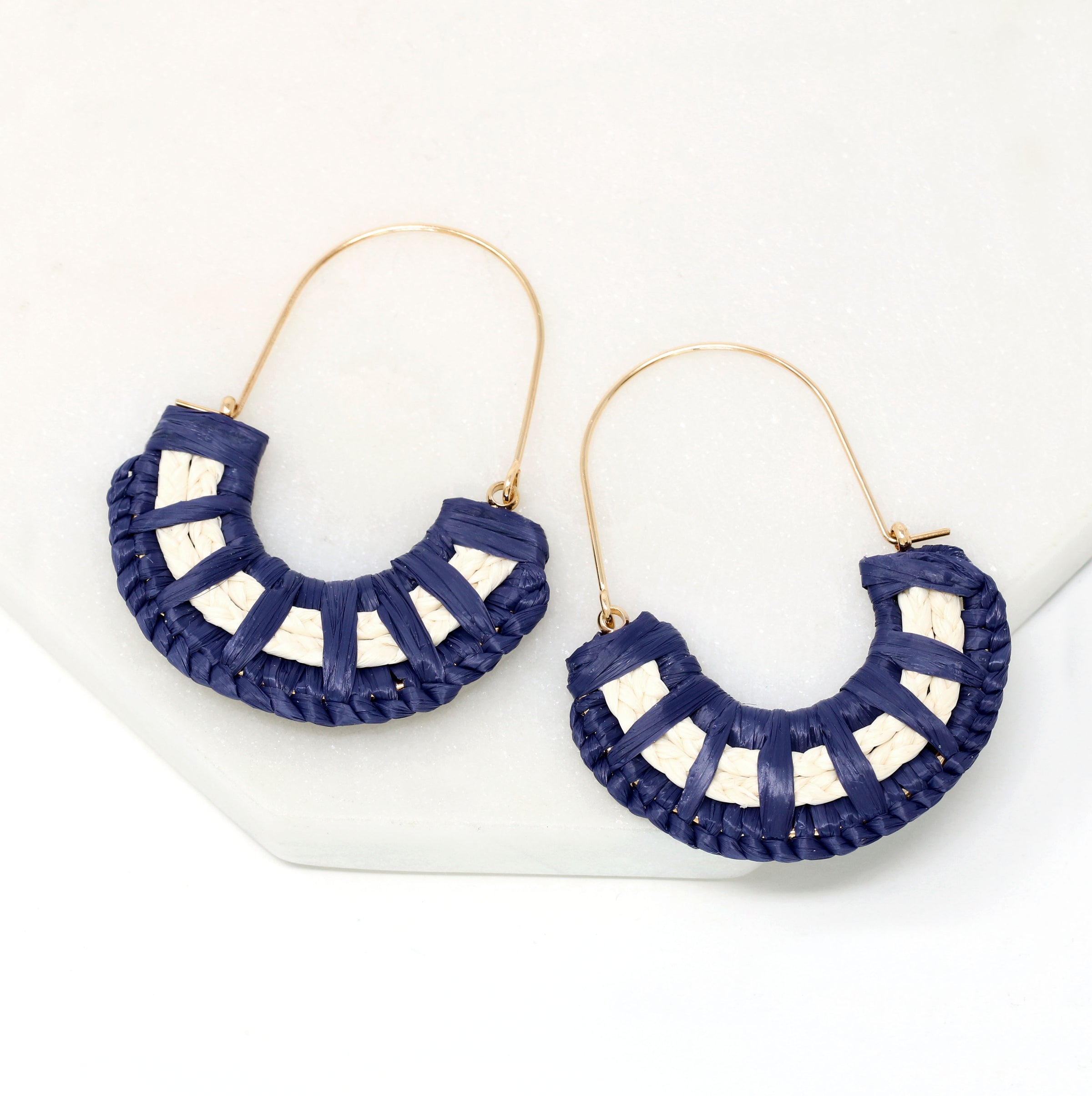 Raffia Crescent Hoop Earrings