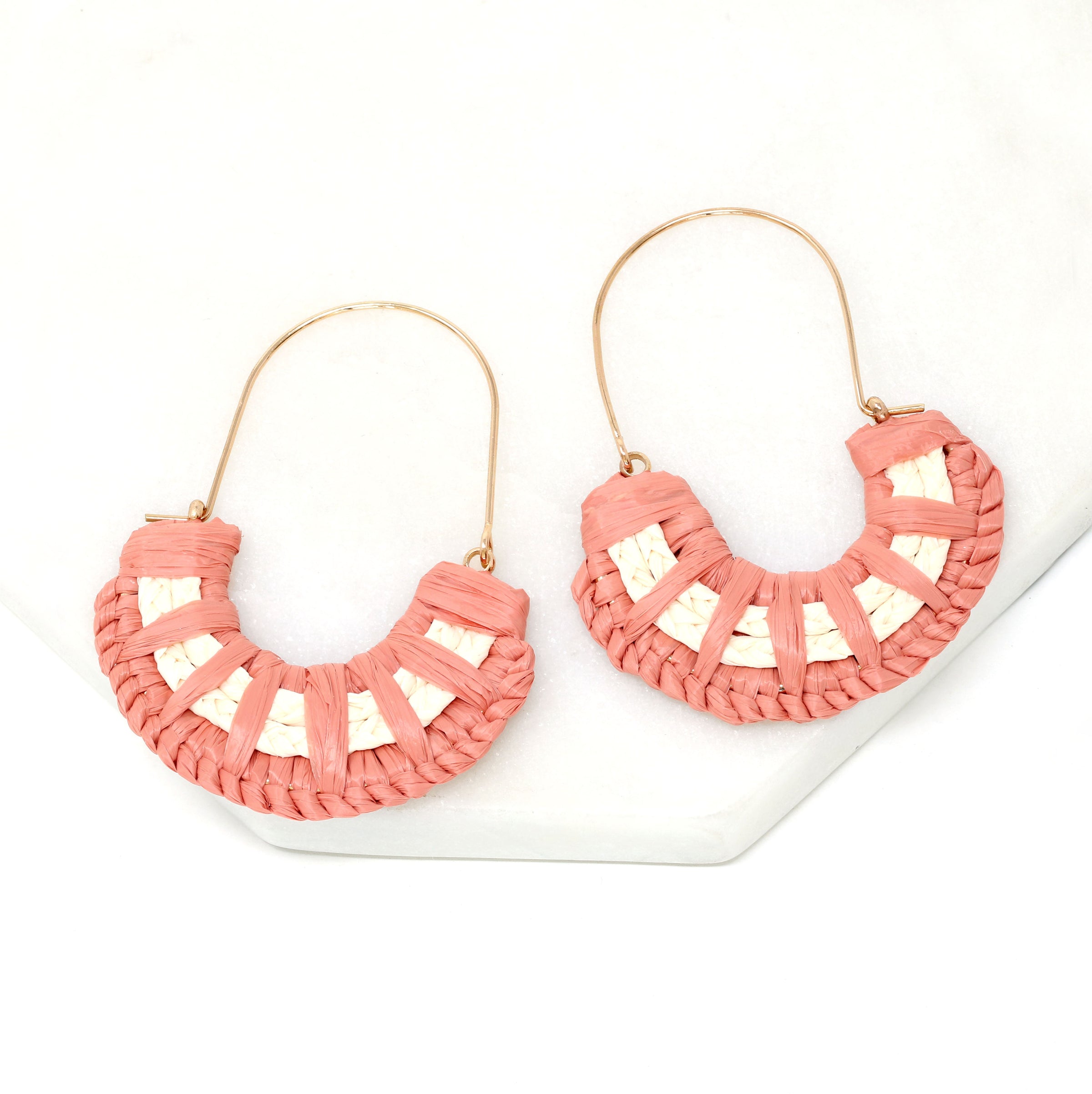 Raffia Crescent Hoop Earrings