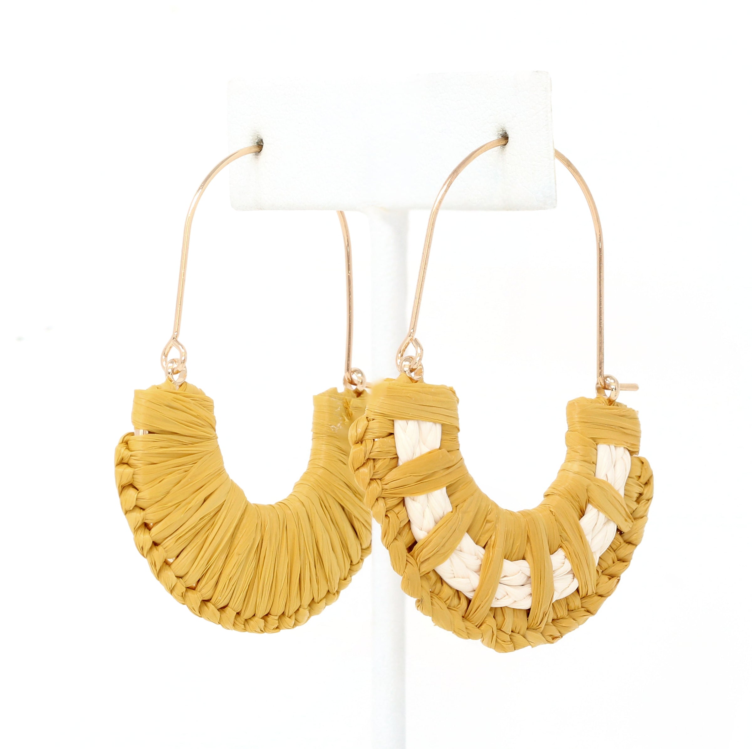 Raffia Crescent Hoop Earrings