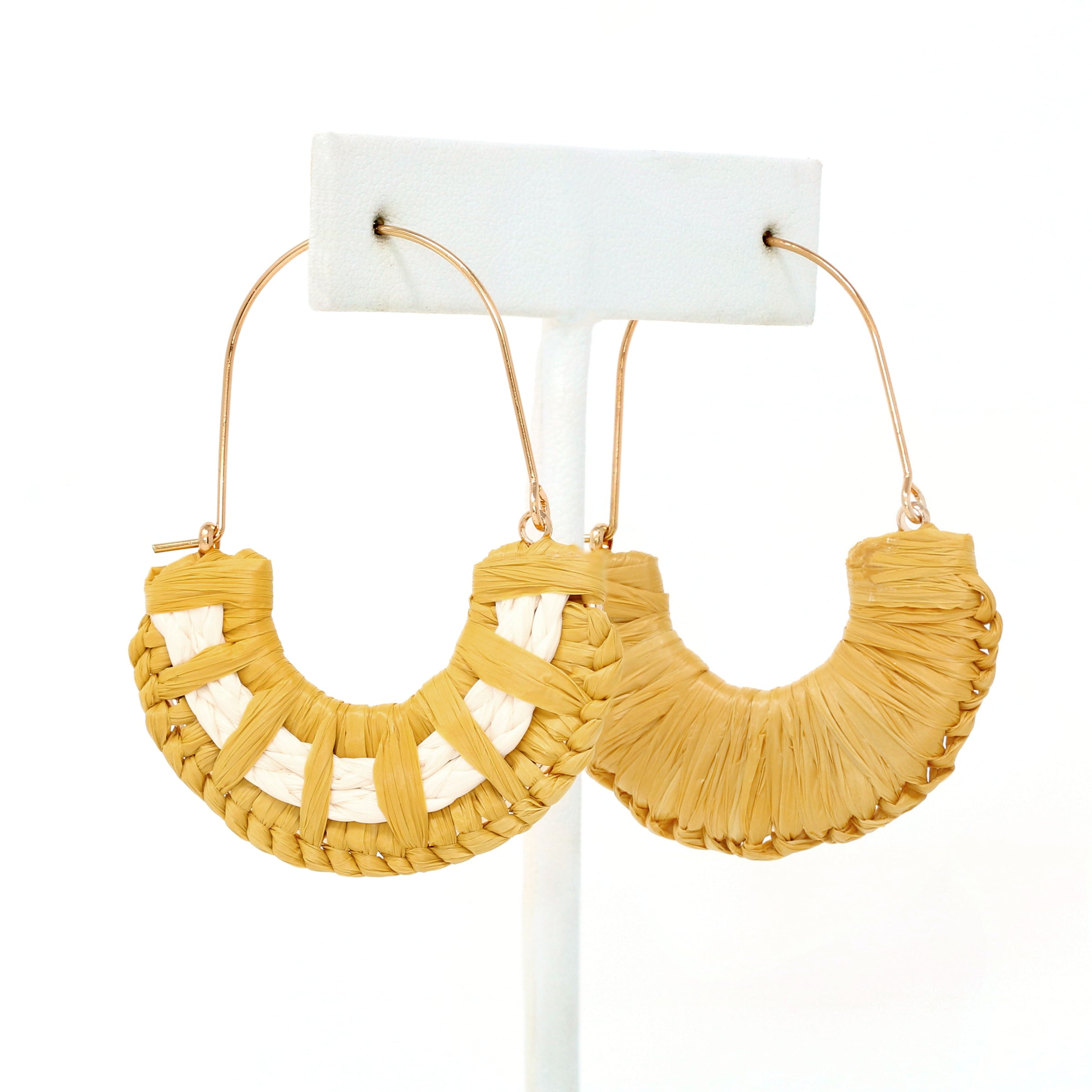 Raffia Crescent Hoop Earrings