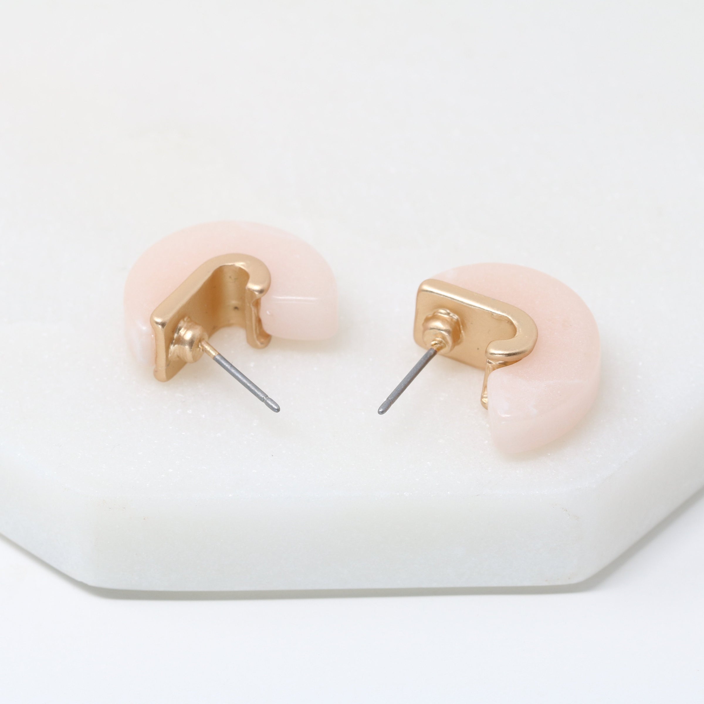 Small Semi-precious Stone Stud Hoop Earring - Bauble Sky