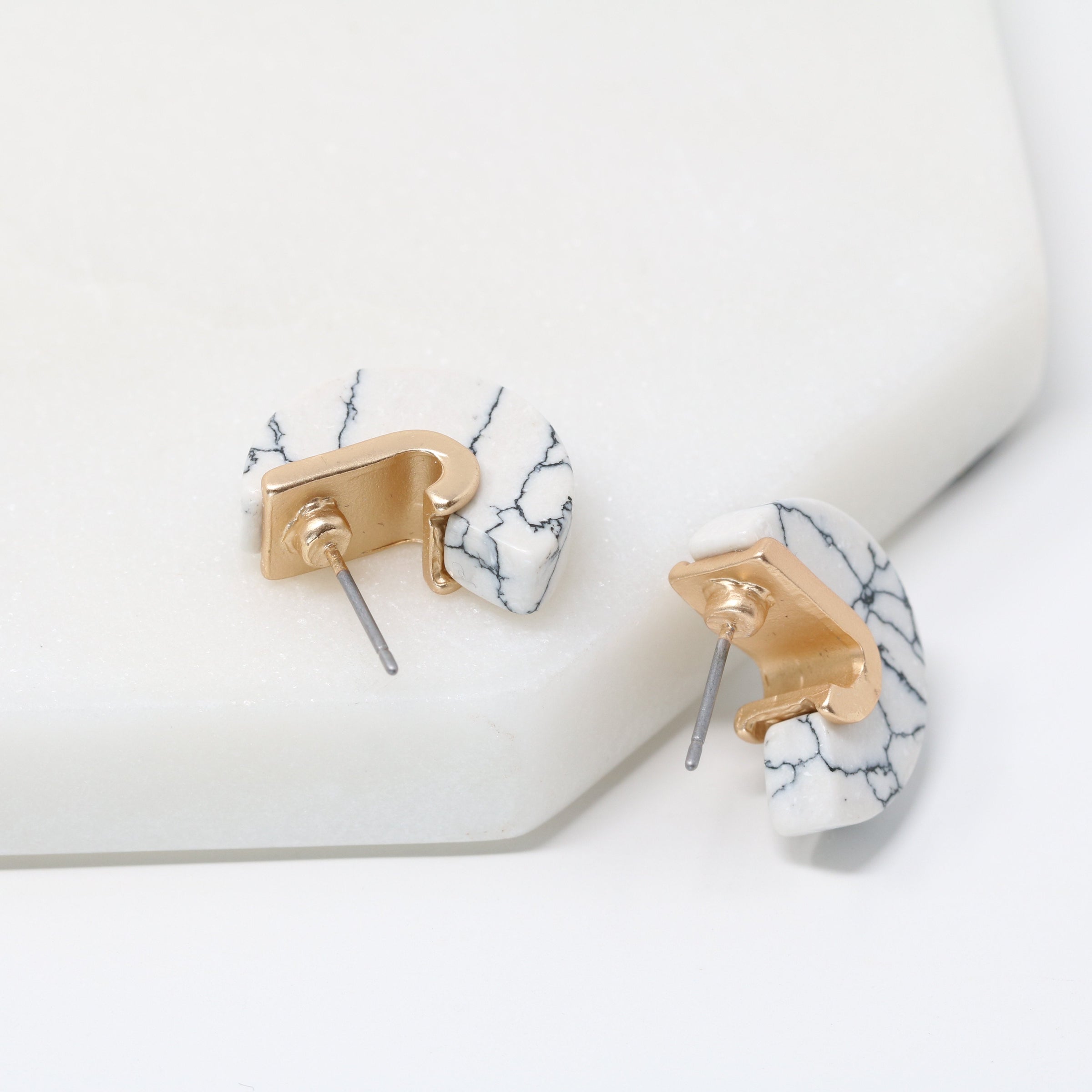 Small Semi-precious Stone Stud Hoop Earring - Bauble Sky