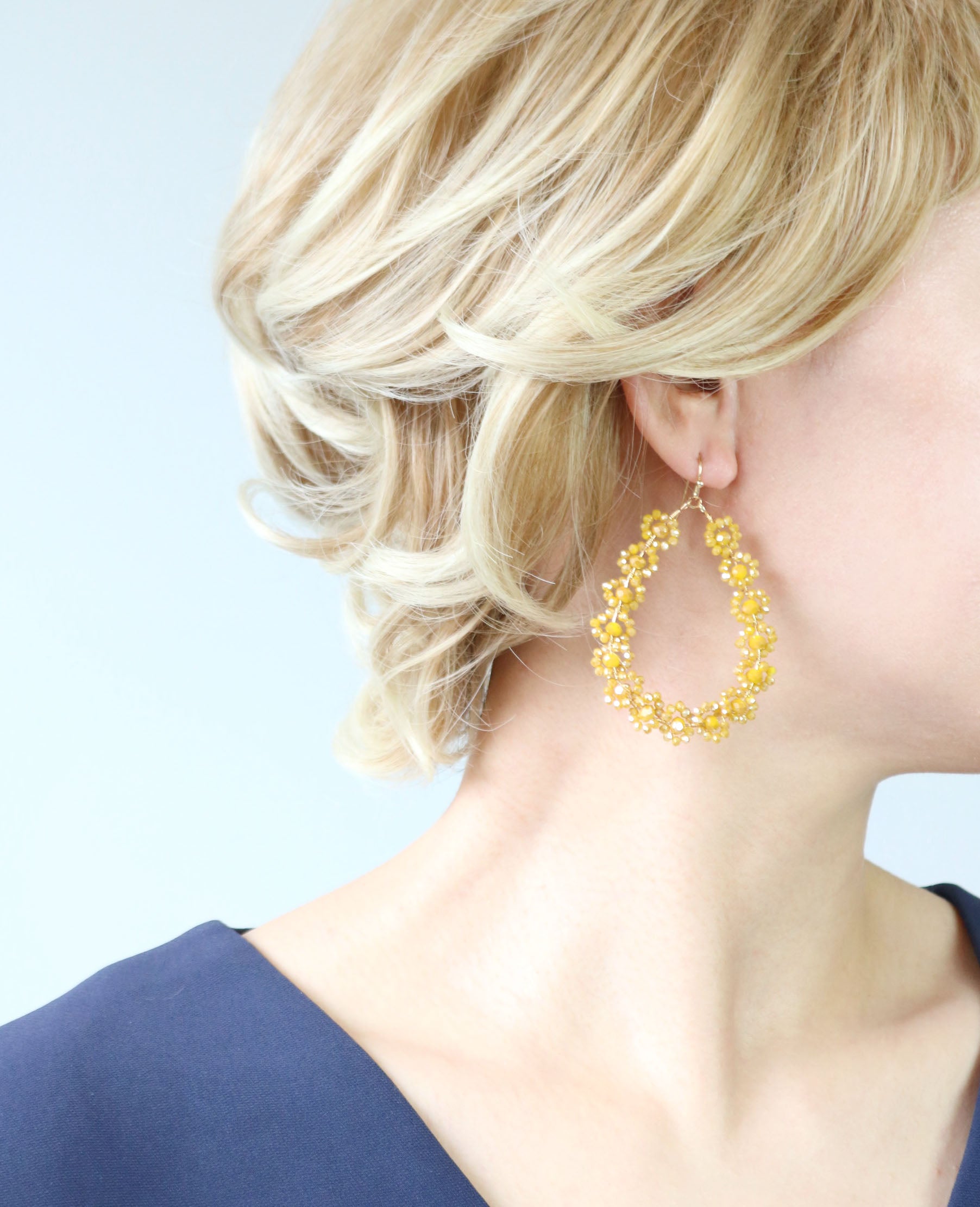 Teardrop Glass Beaded Earrings