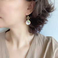 Modern Circle Abalone Drop Earrings