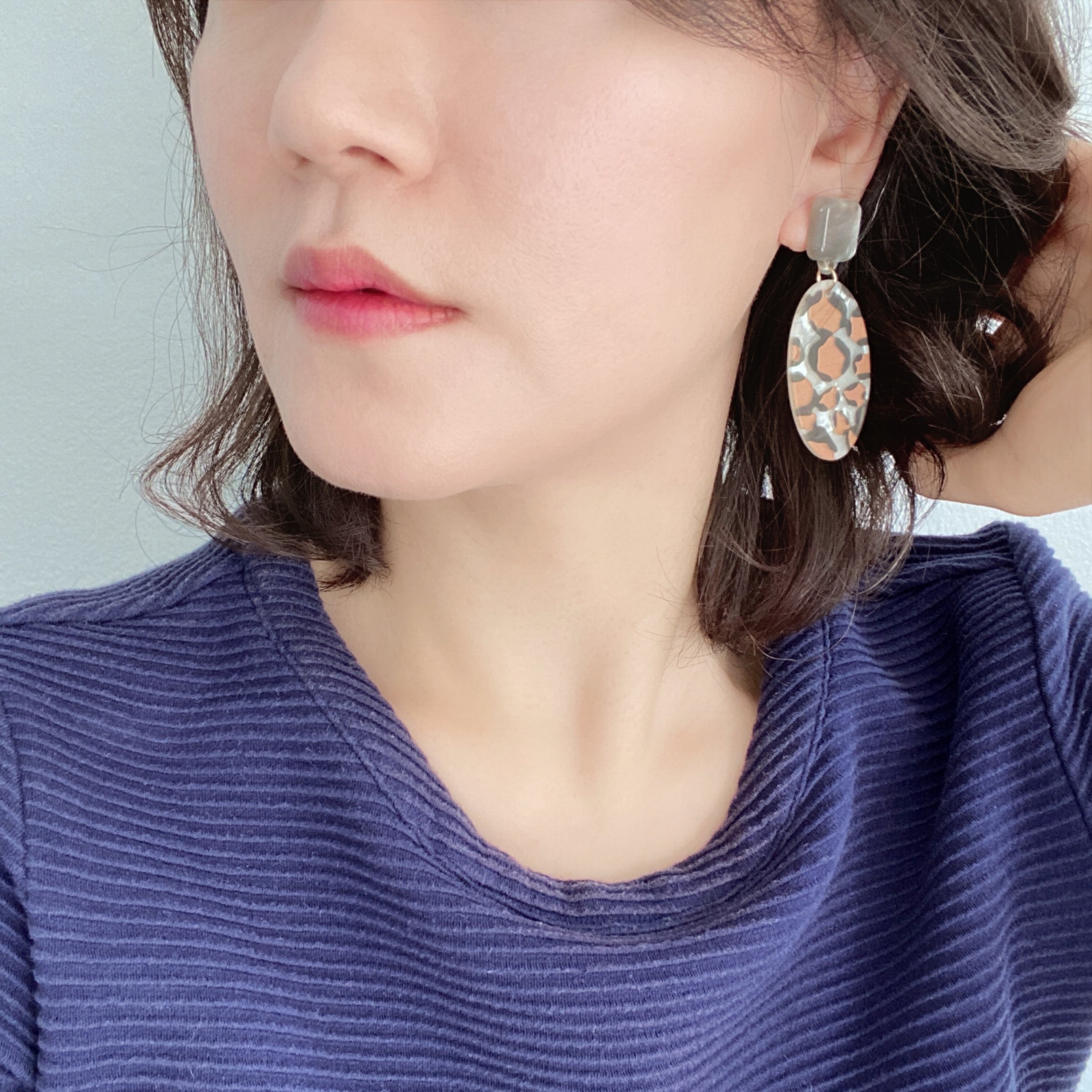 Leopard Print Oval Resin Drop Earrings