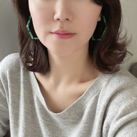Hexagon Resin Hoop Earrings
