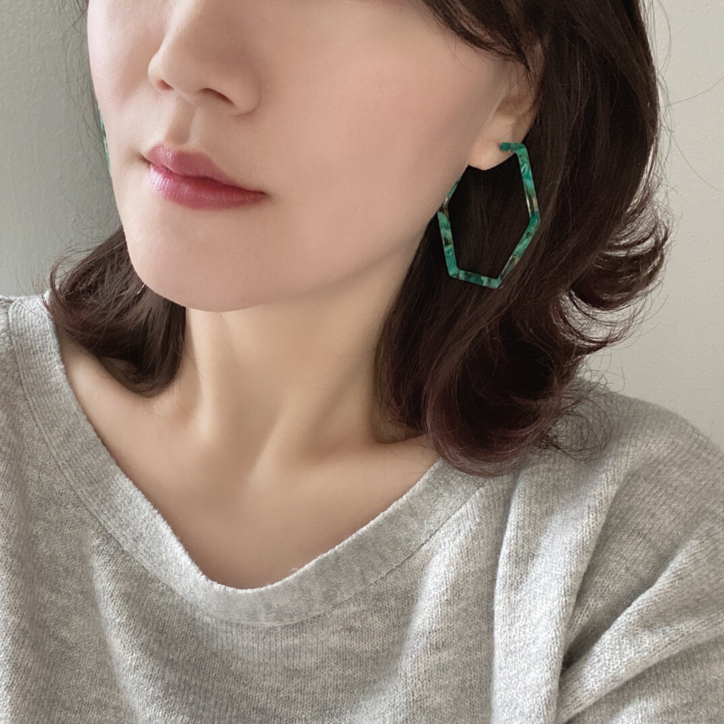 Hexagon Resin Hoop Earrings