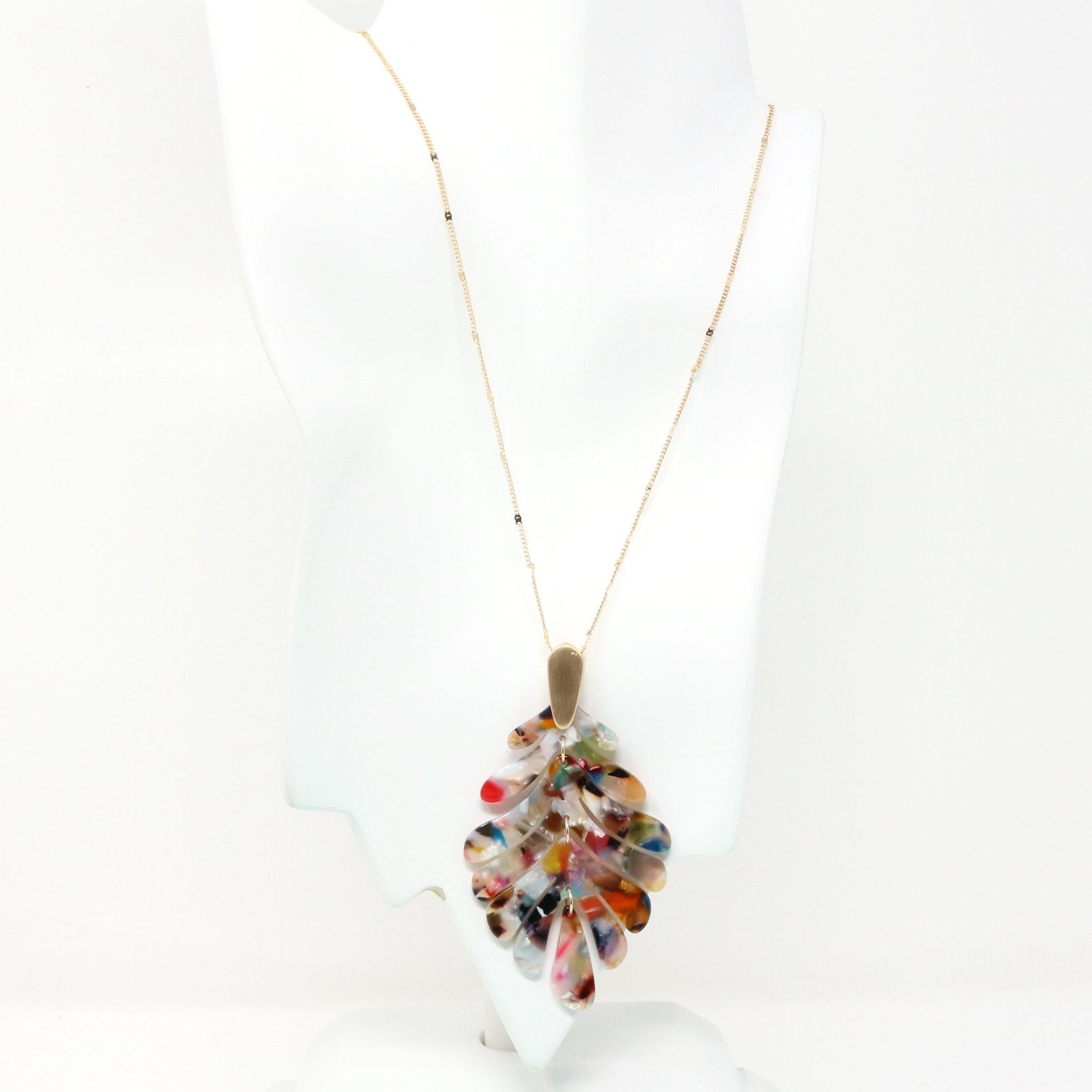 Leaf Resin Long Pendant Necklace - Bauble Sky