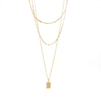 3 Layer Necklace with Rectangle Charm - Bauble Sky