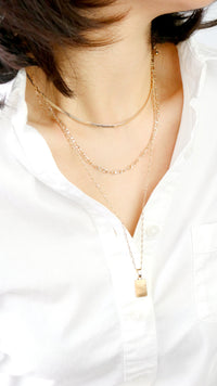 3 Layer Necklace with Rectangle Charm - Bauble Sky