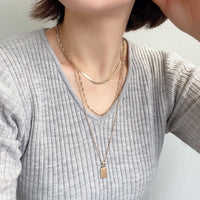 3 Layer Necklace with Rectangle Charm - Bauble Sky