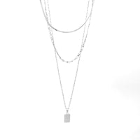 3 Layer Necklace with Rectangle Charm - Bauble Sky