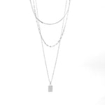 3 Layer Necklace with Rectangle Charm - Bauble Sky