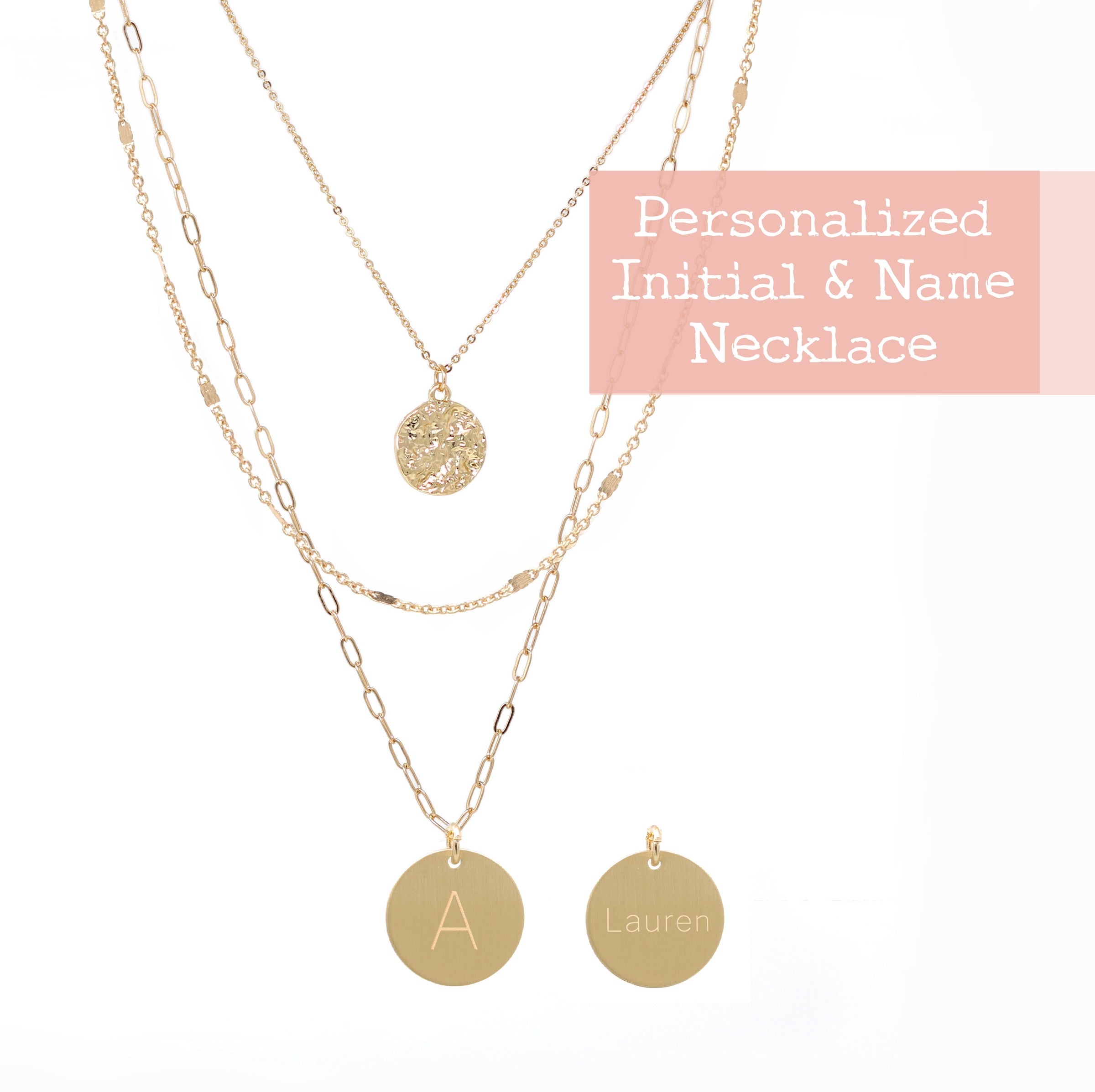 Personalized Initial & Name 3 Layer Necklace