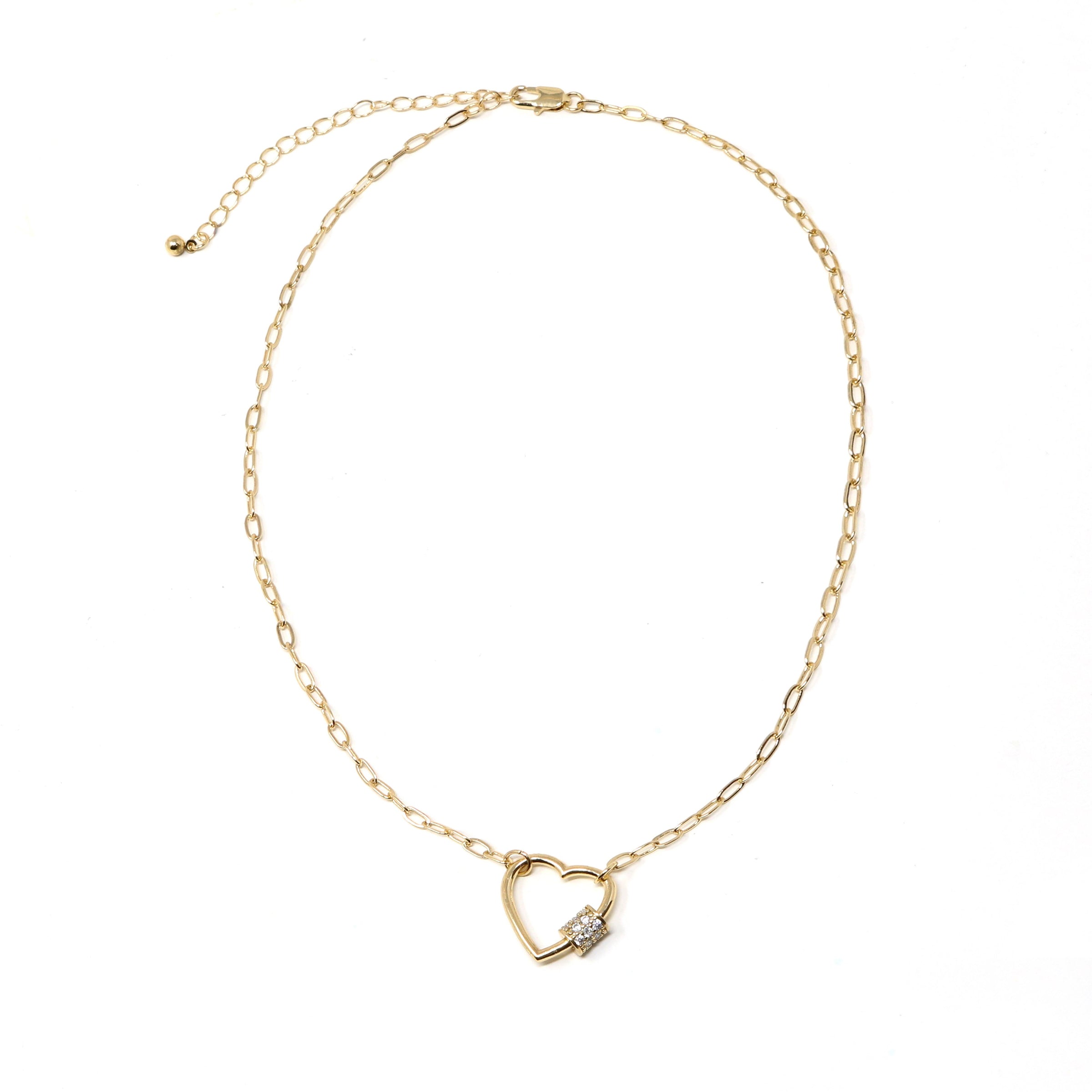 Heart Carabiner Lock Necklace - Bauble Sky