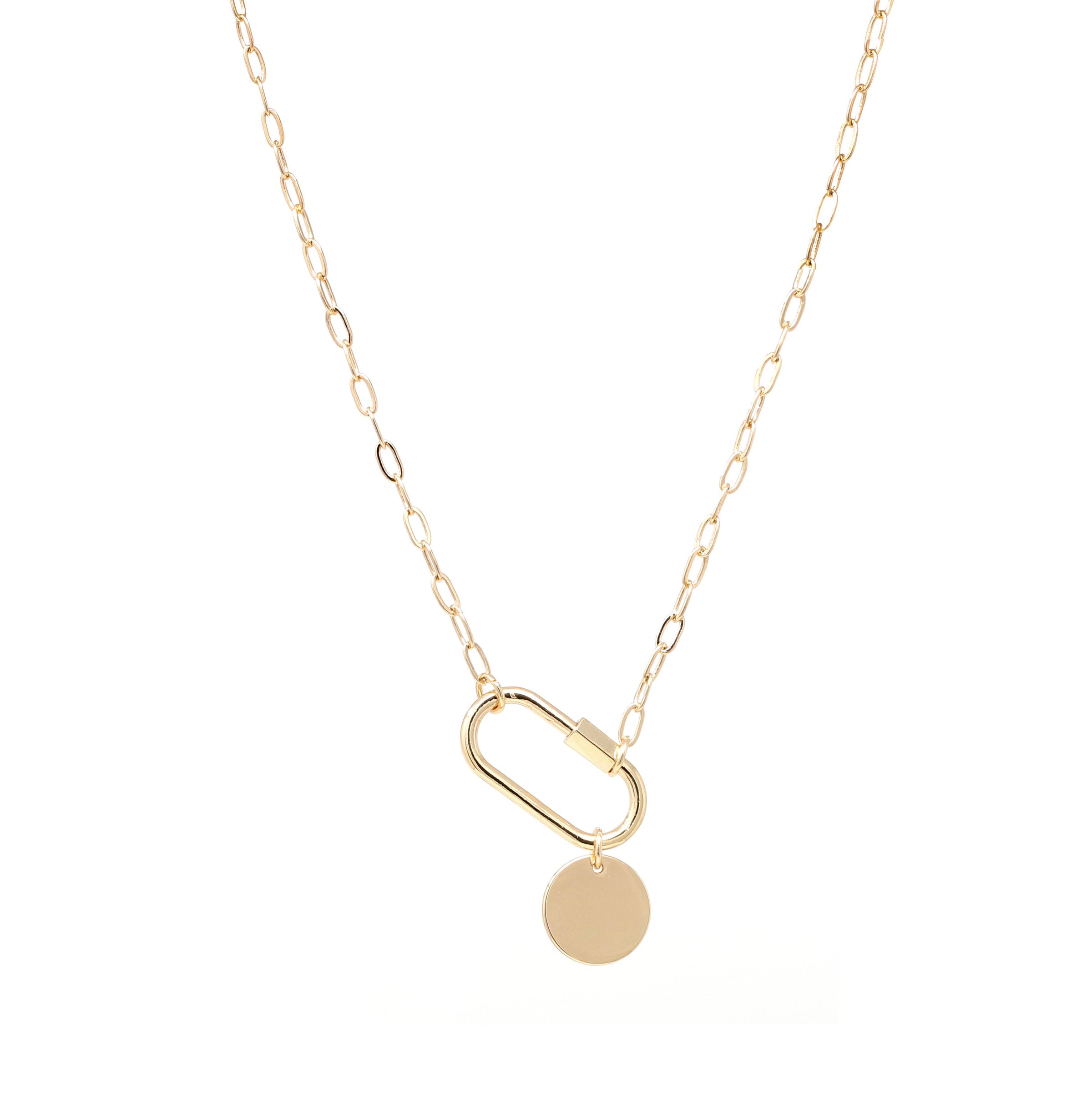 Carabiner Lock Necklace with Circle - Bauble Sky