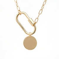Carabiner Lock Necklace with Circle - Bauble Sky