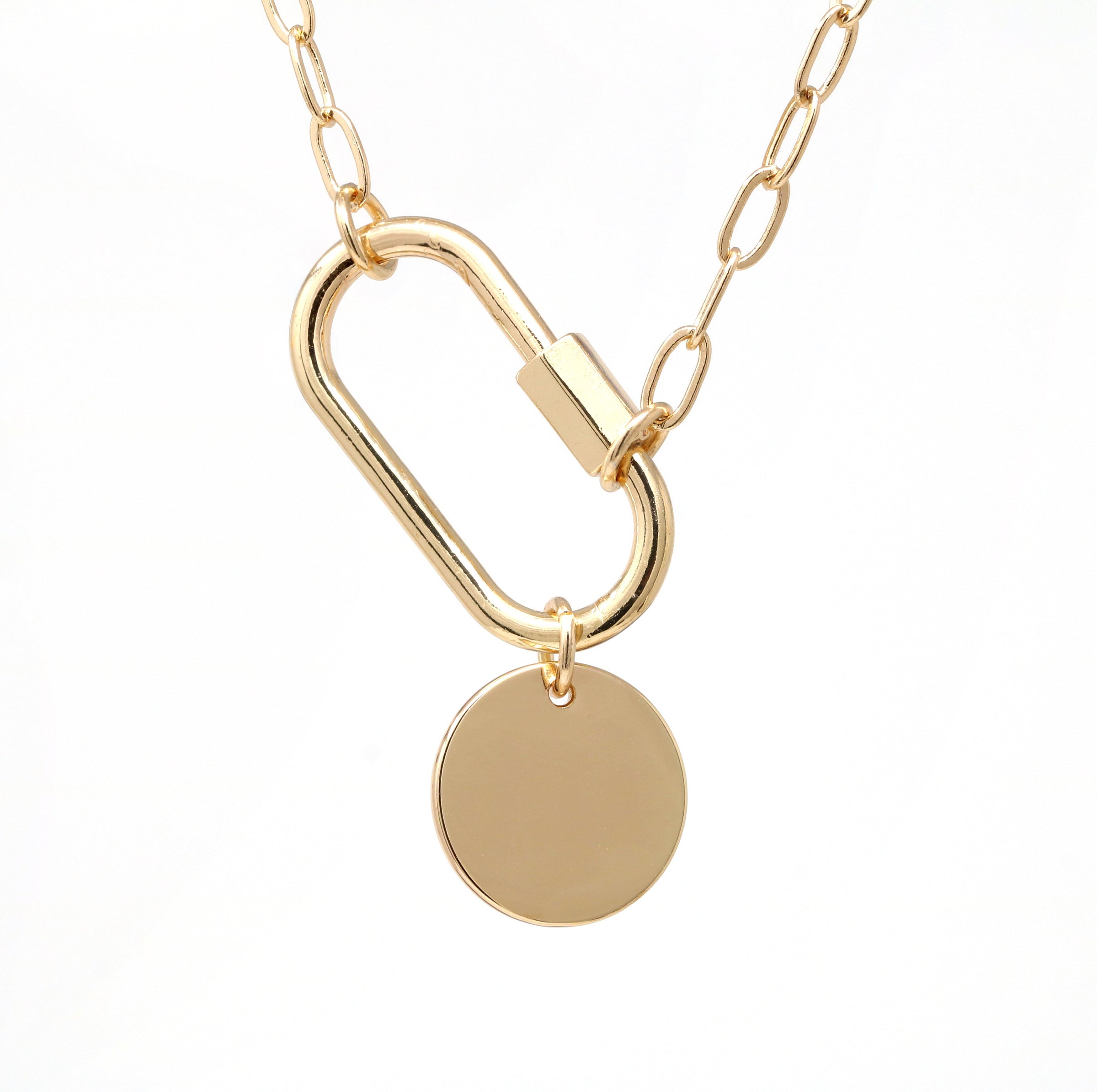 Carabiner Lock Necklace with Circle - Bauble Sky