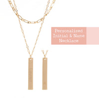 Personalized Initial & Name 2 Layer Bar Necklace