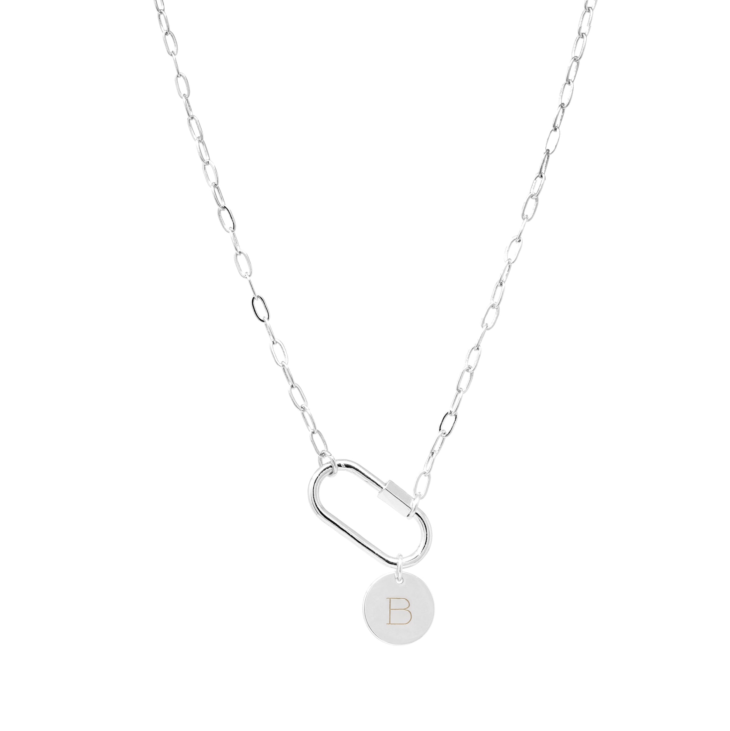 Personalized Carabiner Lock Initial Necklace