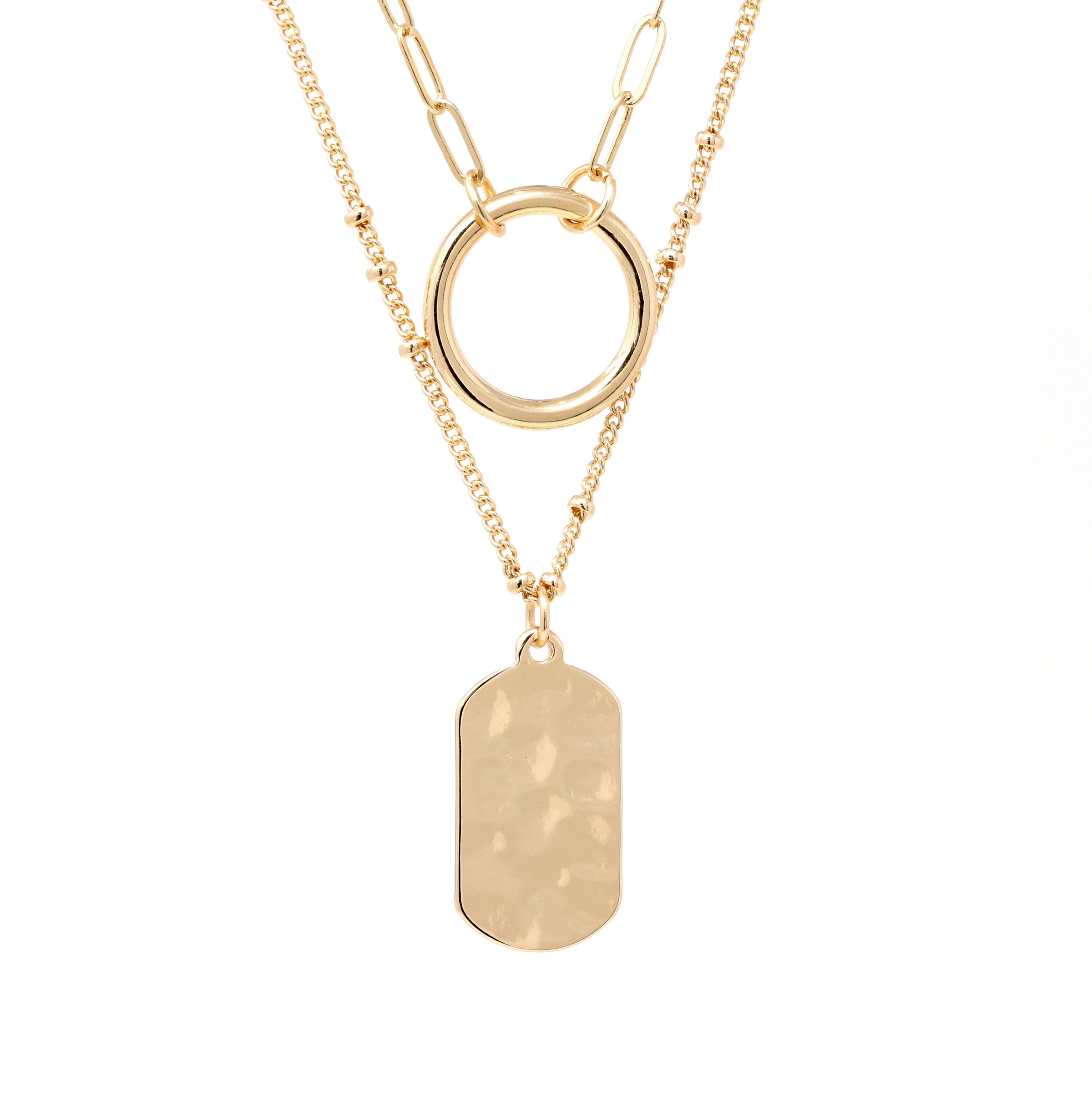 Modern Double Layered Charm Necklace