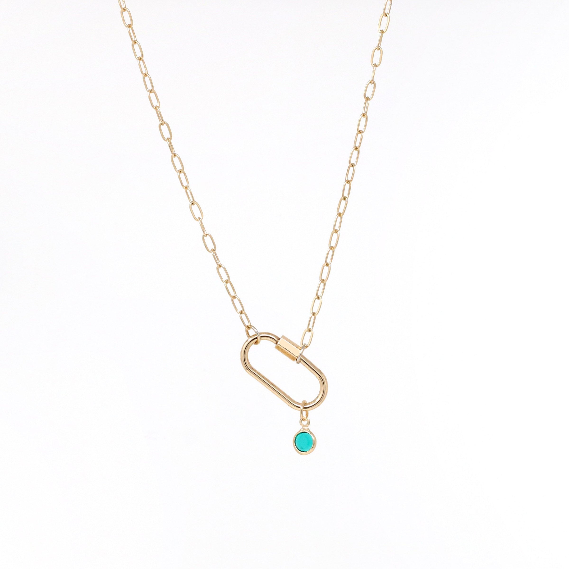 Birthstone Carabiner Lock Necklace - Bauble Sky