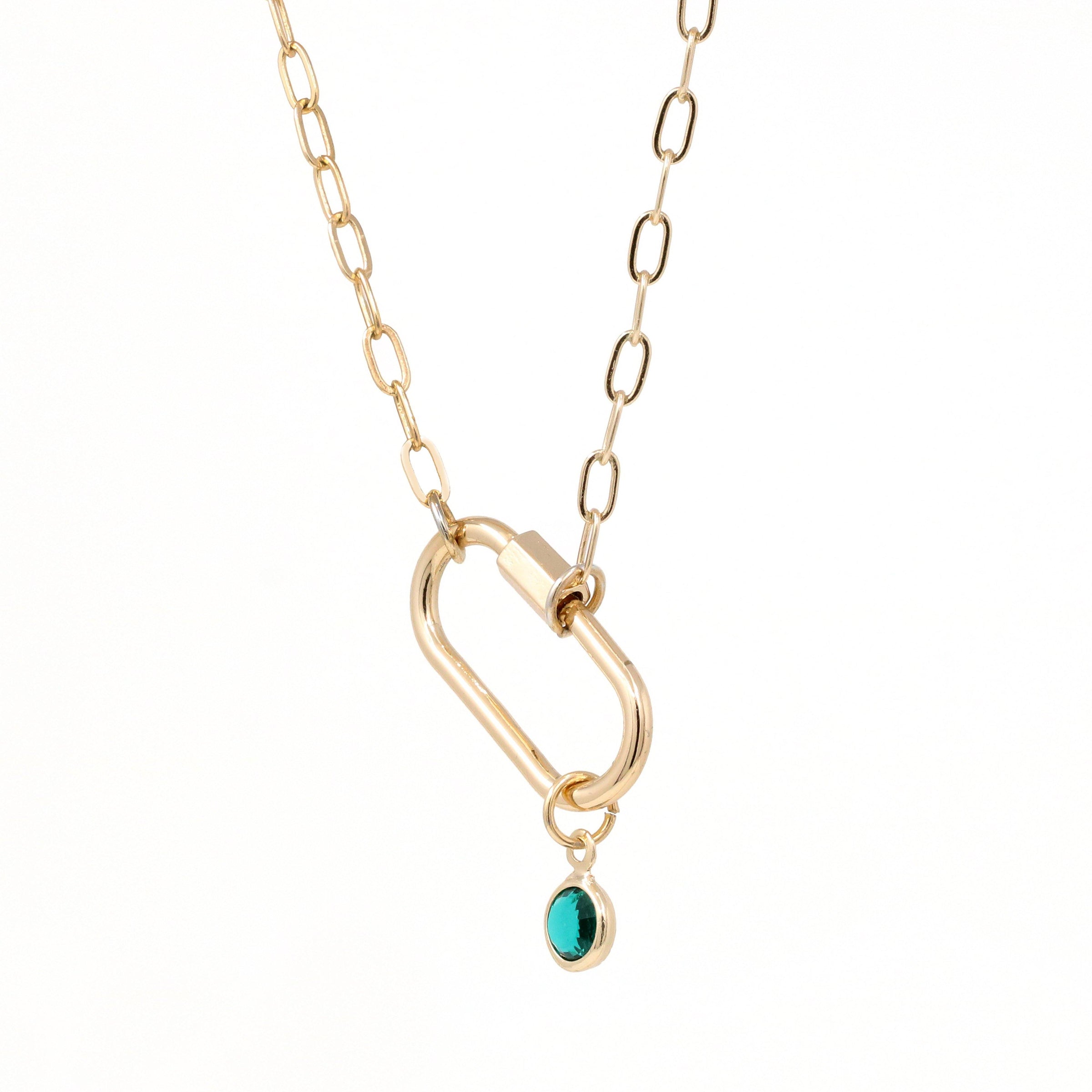 Birthstone Carabiner Lock Necklace - Bauble Sky