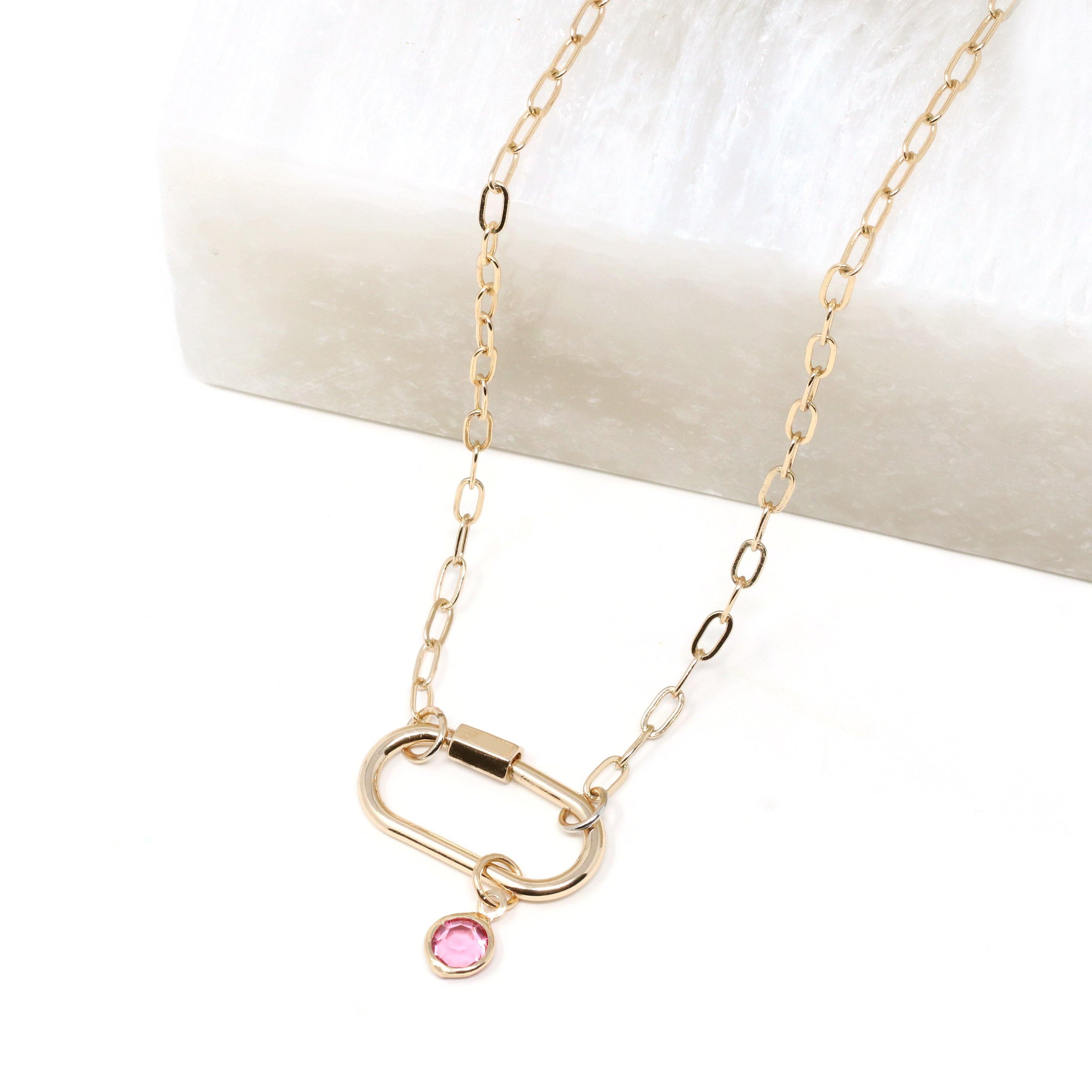 Birthstone Carabiner Lock Necklace - Bauble Sky