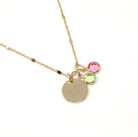 Personalized Initial Birthstone Necklace