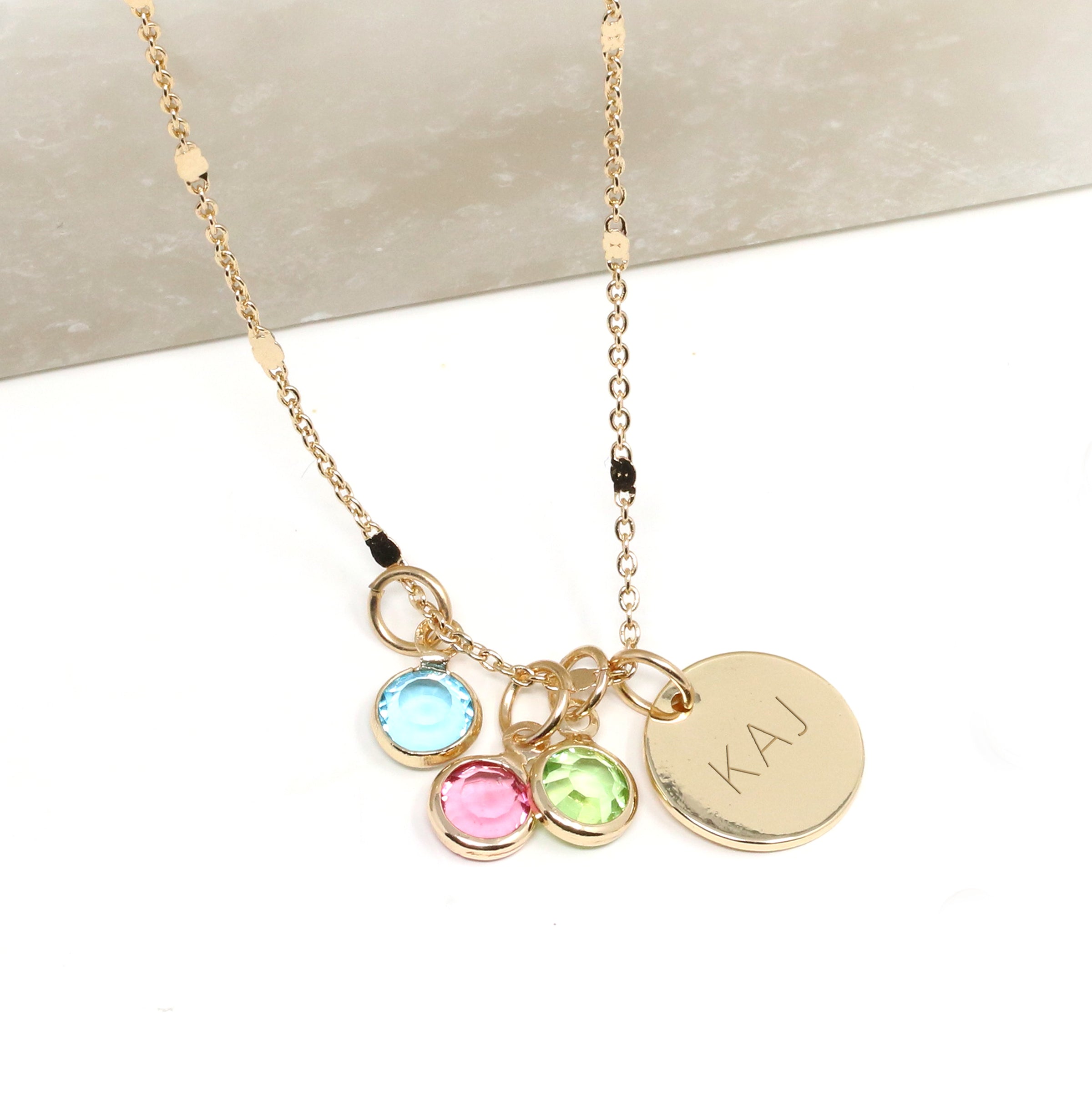 Personalized Initial Birthstone Necklace