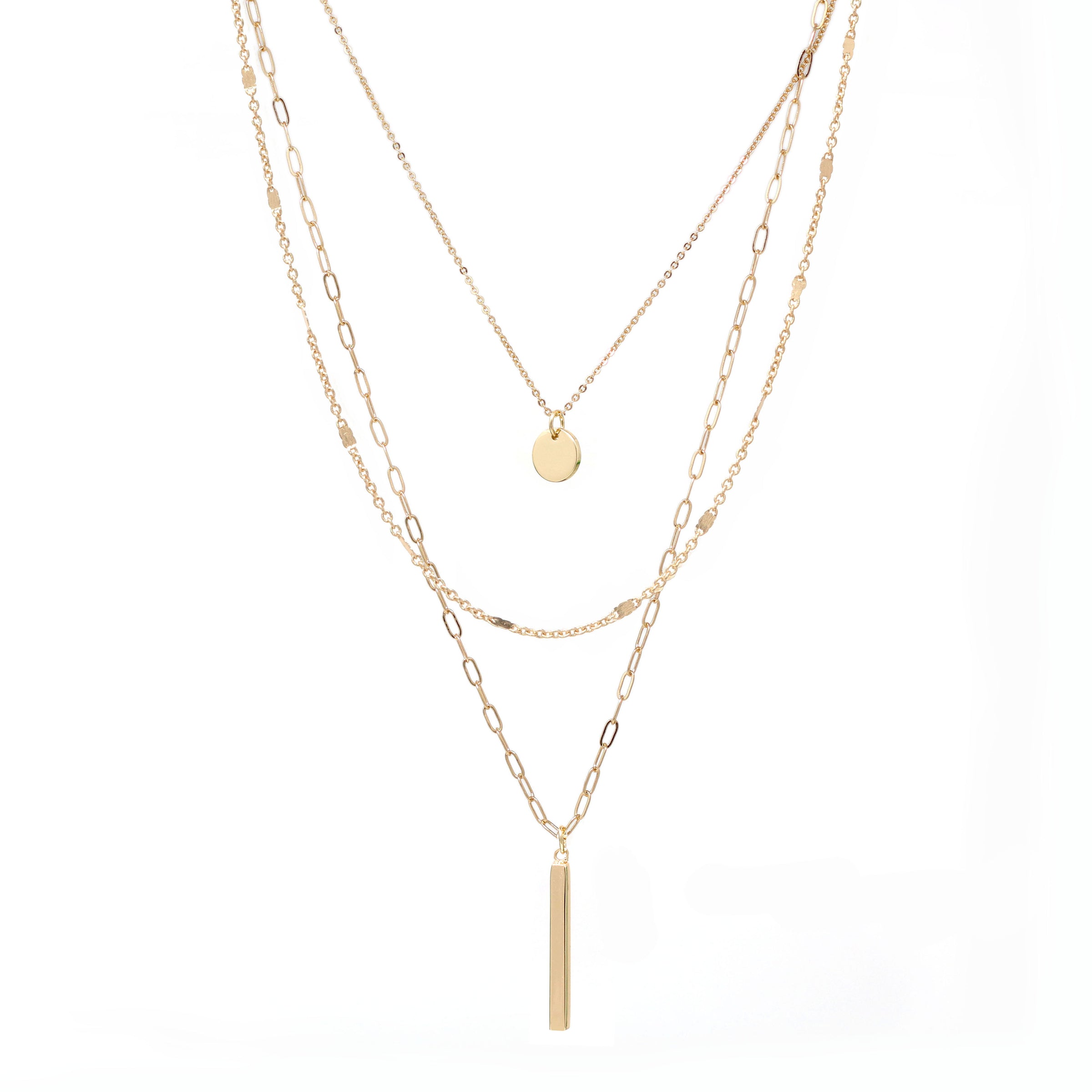 Dainty Triple Layered Charm Necklace