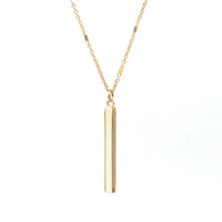 A simple  skinny bar charm short necklace in gold.