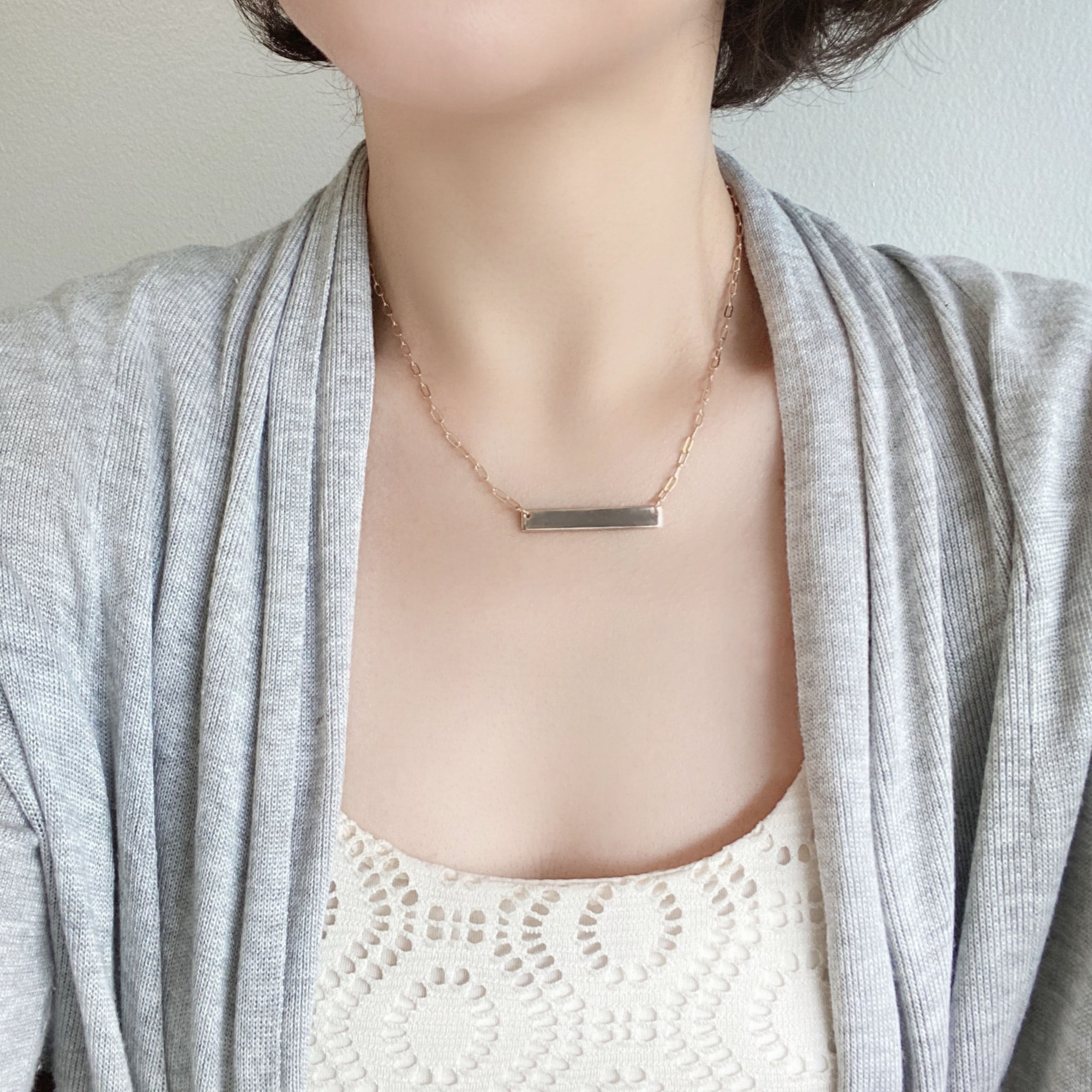 Long Bar Charm Necklace