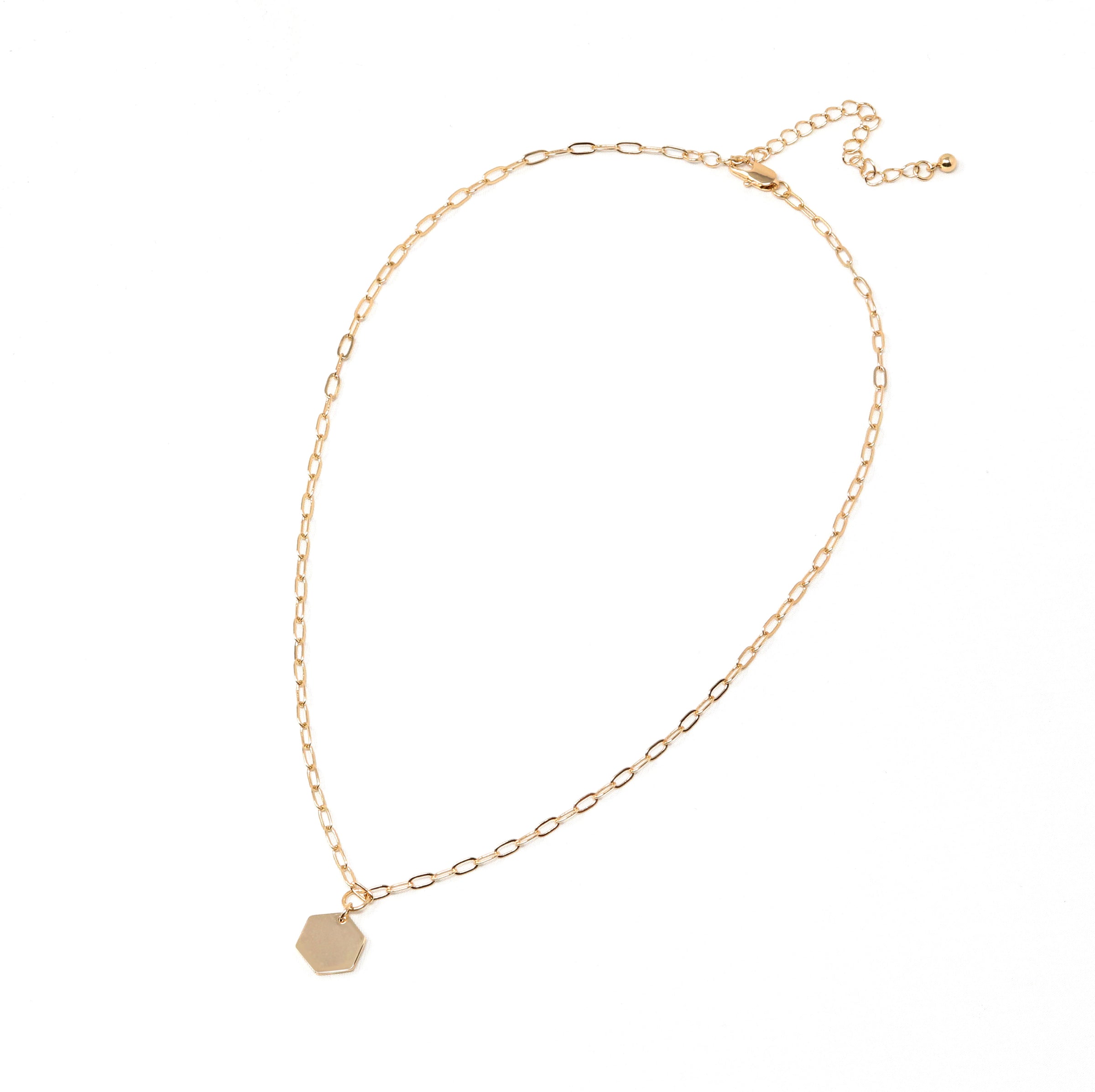 Hexagon Paperclip Chain Necklace