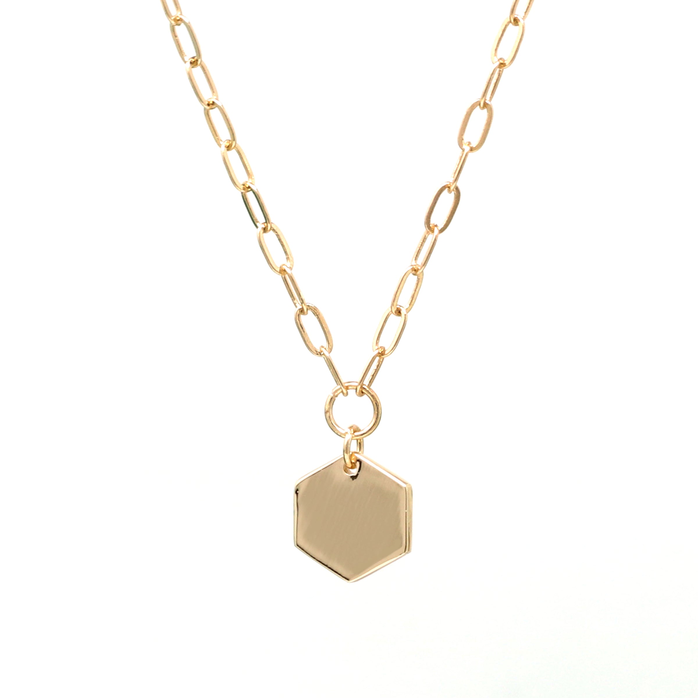 Hexagon Paperclip Chain Necklace