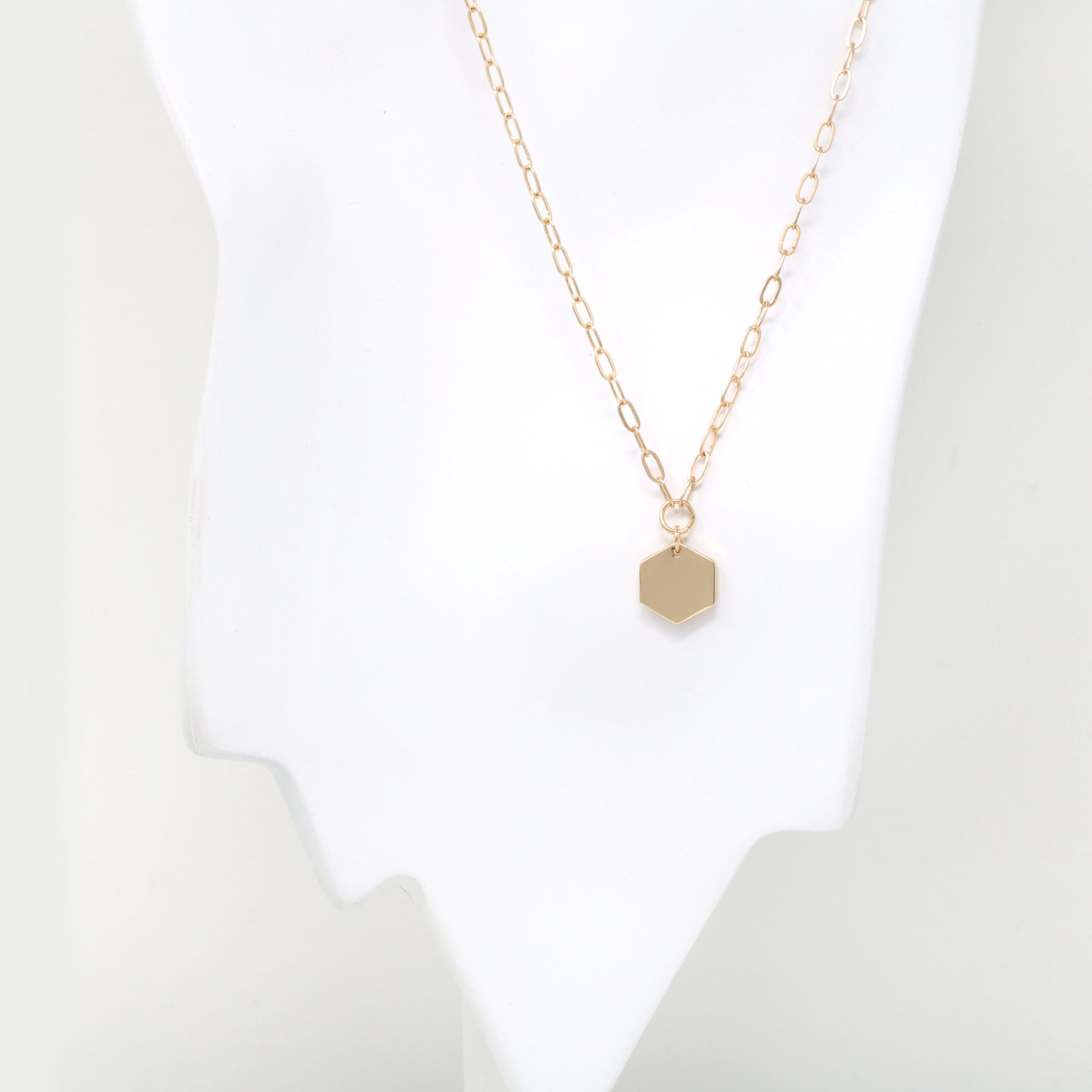 Hexagon Paperclip Chain Necklace