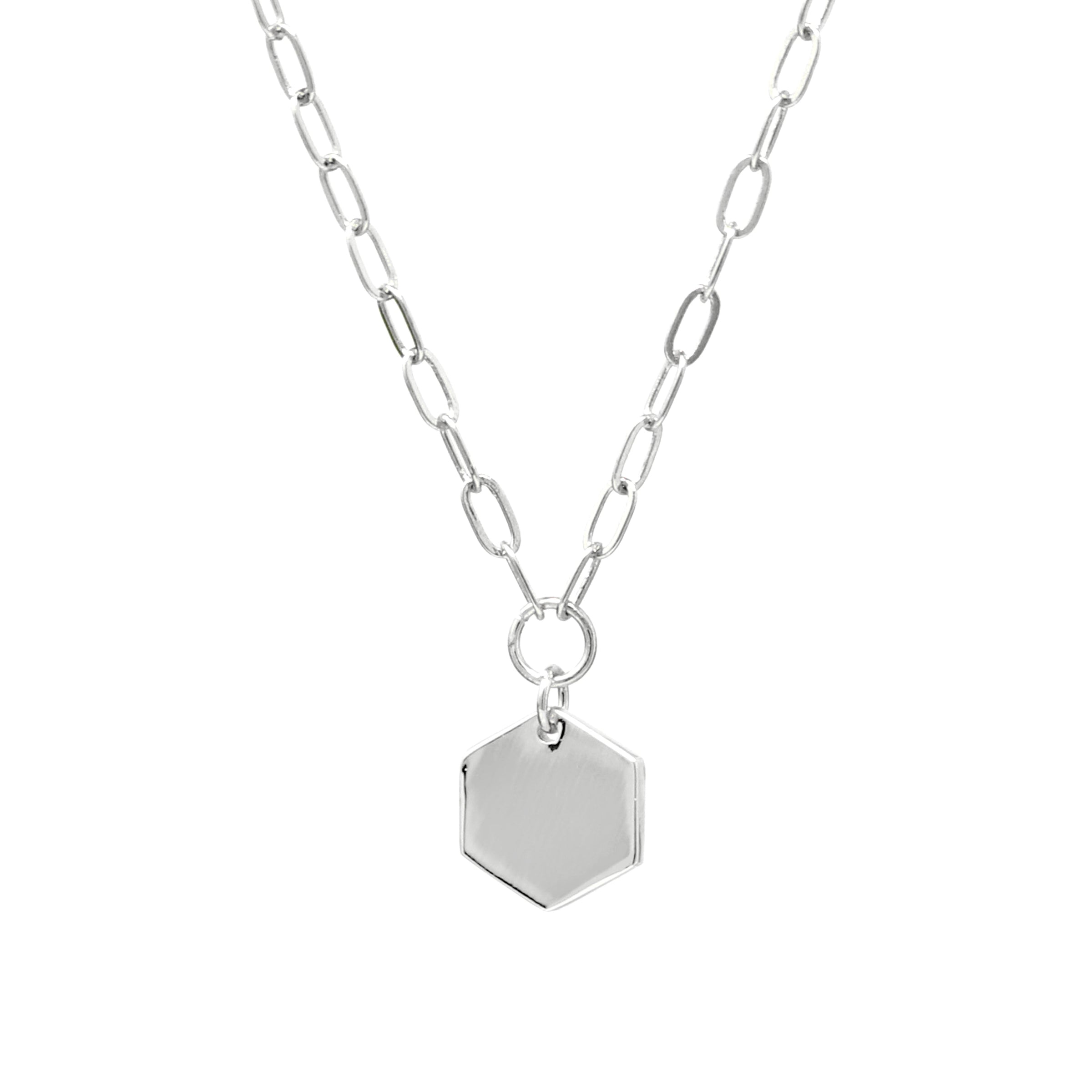 Hexagon Paperclip Chain Necklace