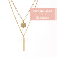 Personalized Initial Hexagon 2 Layer Necklace