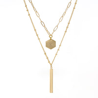 Personalized Initial Hexagon 2 Layer Necklace