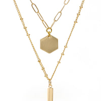 2 Layer Necklace with Hexagon